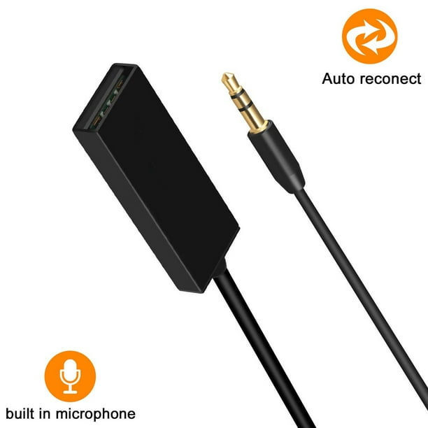 Receptor de Audio Inalambrico Bluetooth 4.1 Jack 3.5mm Manos Libres Coche  Negro