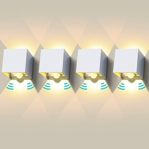 Pack de 4 Apliques Luces Solares con Detector de Movimiento para