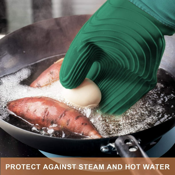 Mini guantes de silicona para horno, resistentes al calor, manoplas para  cocina, hornear y manoplas de cocina (verde)