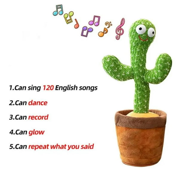 120 Canciones Bailando Cactus Peluche Voz Repetir Altavoz Hablando