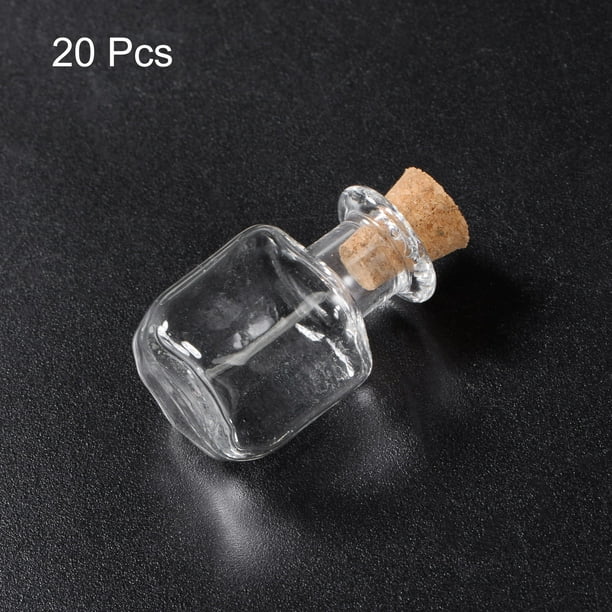 Pequeñas mini botellas de vidrio pequeñas con tapones de corcho, botellas  cuadradas con corcho, frascos de vidrio transparente, botellas pequeñas  para