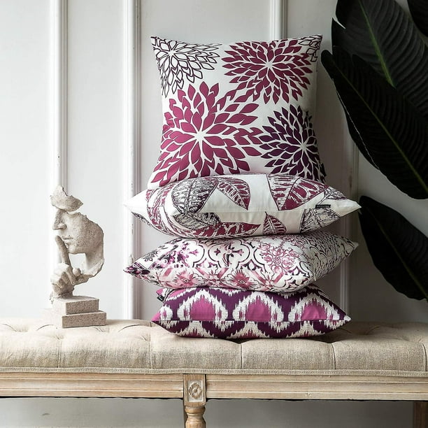 4 piezas de fundas de almohada decorativas con diseño de árbol colorido de  18x18 pulgadas, fundas