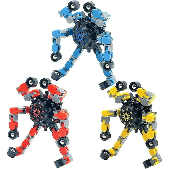 3pack fingertip gyro fidget spinner diy deformable chain links fingertip spinning robot para adultos y niños 3pack  yongsheng 8390615262866