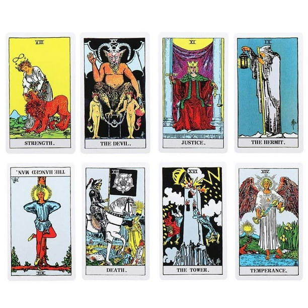 Cartas de Tarot en inglés Cartas de Tarot clásicas Baraja de Cartas de  Tarot de Viaje Juego de Mesa Power Deck con folleto guía 78 Cartas de Tarot