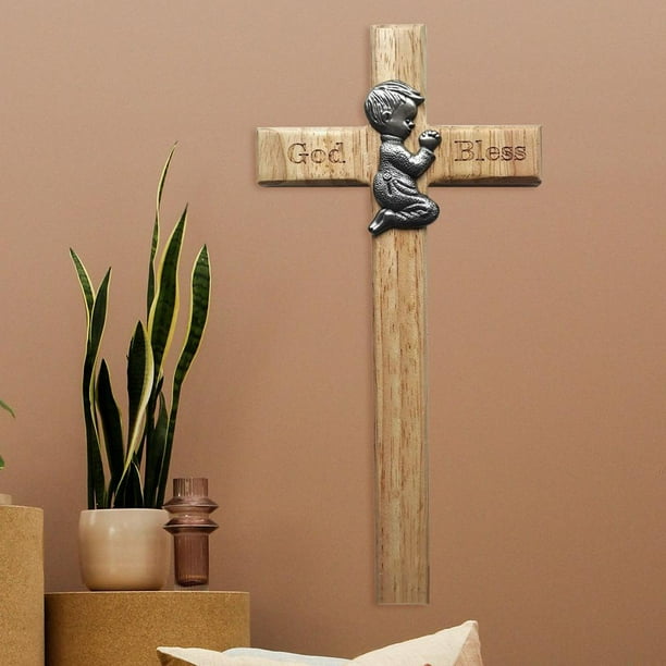 Crucifijo de pared, cruz, decoración artesanal en 3D, estatuilla de estatua  de Jesús, decoración de pared de religioso, decoración de iglesia dorado  BLESIY Crucifijo de pared Cruz