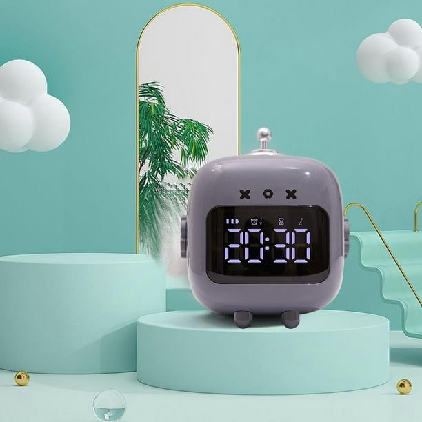 Reloj despertador digital con 2 despertadores, espejo de reloj digital LED  con 8 modos de luz, repetición, ayuda para dormir, temporizador, reloj