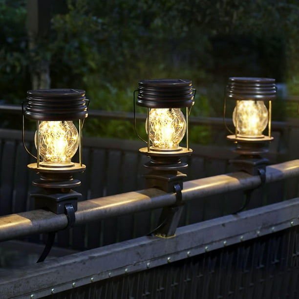 1 lámpara de farol solar, luces de jardín solares, luces de hadas  decorativas para Patio atado Sharpla Lámpara de exterior Linterna