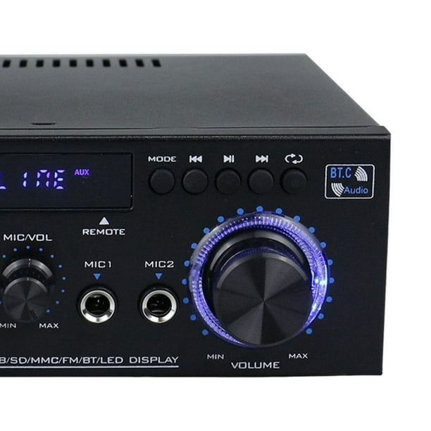 Mini amplificador de potencia de audio digital AK45, amplificador estéreo  HiFi con micrófono, receptor de audio digital de doble canal, amplificador  perfke amplificador de potencia de sonido