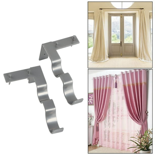 Artibetter 4 soportes de barra de soporte para cortinas, persianas, soporte  de barra de guía para barra de cortina, soportes de barra de cortina de
