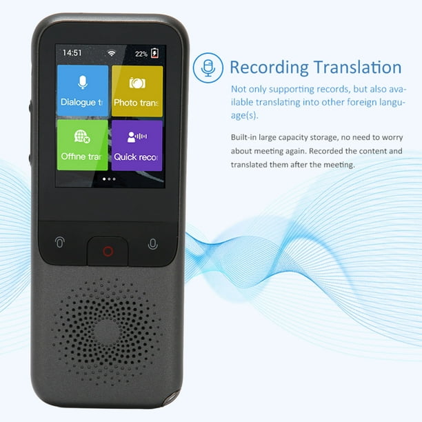 Dispositivo traductor de idiomas, intérprete de voz portátil, 126 idiomas  compatible con traducción en línea sin conexión en tiempo real 2.4  pulgadas