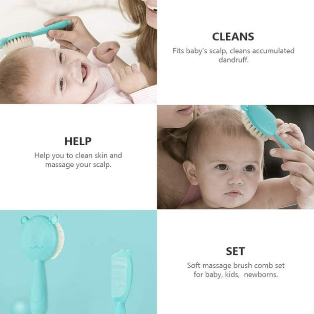 Juego de cepillo y peine para bebé, peine de masaje suave, cepillo de baño,  herramienta de limpieza para recién nacidos, niños pequeños y niños