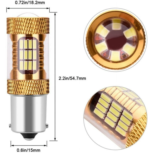 2 uds coche P21w Ba15s 1156 Led Canbus luz Auto señal de giro bombilla de  freno