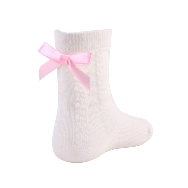 Par de calcetines altos de transpirable para bebé con cintas para bebé,  niño, niña, niño 0-4T 0-2T Sunnimix Calcetines de algodón bowknot