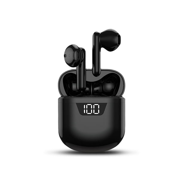 sweethay Auriculares inalámbricos recargables compatibles con Bluetooth 5.2  con micrófono con cancelación de ruido Auriculares pequeños con graves de  Negro 2piezas