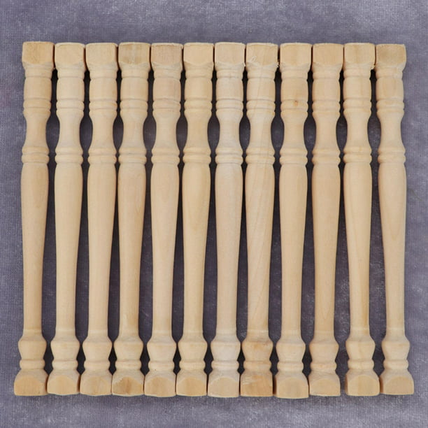 Componente de construcción de madera 1:12 de los balaustres cuadrados de  los husos de la escalera de la casa de muñecas