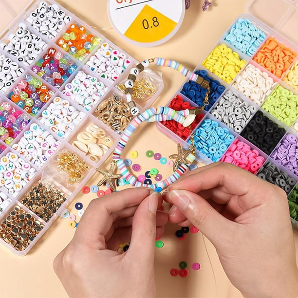 Kit de fabricación de pulseras de cuentas coloridas con cuentas de poni,  cuentas de perlas, cuentas de corazón de estrella para pulseras de amistad  y