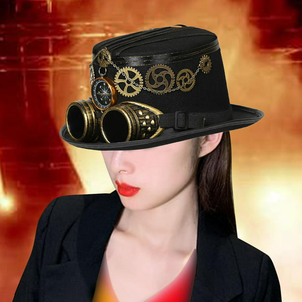 Steampunk accesorios mujer del sombrero sobre fondo blanco