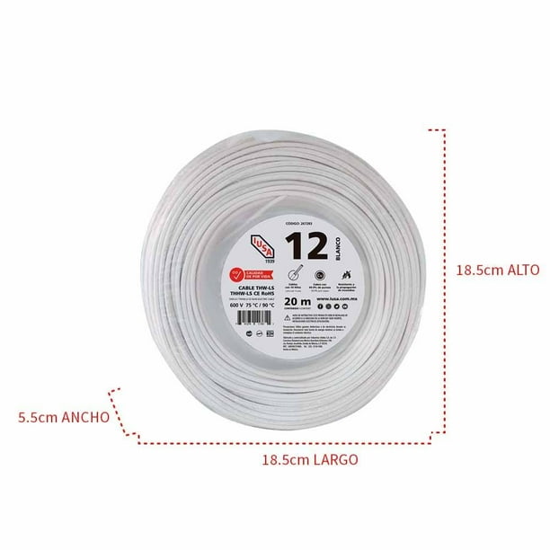 Cable Eléctrico Thw, Calibre 12 600V Blanco Cobre IUSA