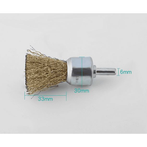 Cepillo de alambre para taladro eléctrico Cola 6 mm lisa. Vástago de 1/4 de  pulgada para limpiar óxido, corrosión y pintura, 5 piezas de 75 mm ER