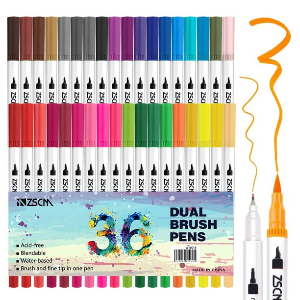 ZSCM 32 Colors Dual Tip Brush Pens Art Markers Set, Artist Fine and Brush  Tip Colored Pens, for Kids Adult Coloring Books Christmas Cards Drawing,  Note taking Lettering Calligraphy Bullet Journaling 