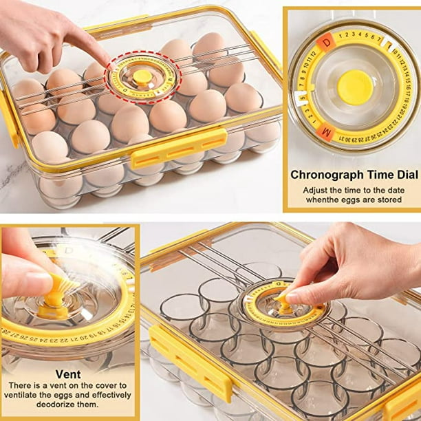 Contenedor Huevera Plástica Apilable Con Tapa Para 15 Huevos Color