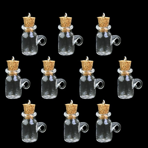 25 mini botellas de vidrio con tapas de corcho, 5 formas clásicas, pequeños  frascos de vidrio, botellas de deseos, pequeños frascos decorativos de