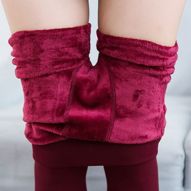 Pantalones Rojo Vino Leggings Termicos De Invierno El Frio Para Mujer En  Oferta