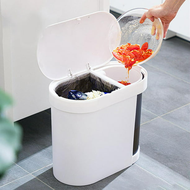 Bote de basura doble para reciclaje y basura, cubos de basura de 10 galones  con tapa y doble barril para cocina, dormitorio, baño, oficina, a prueba