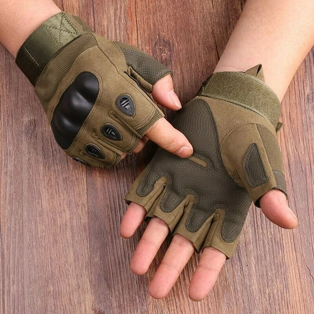Guantes tácticos para exteriores Airsoft, guantes deportivos de medio dedo,  guantes militares de com Fivean Guantes deportivos
