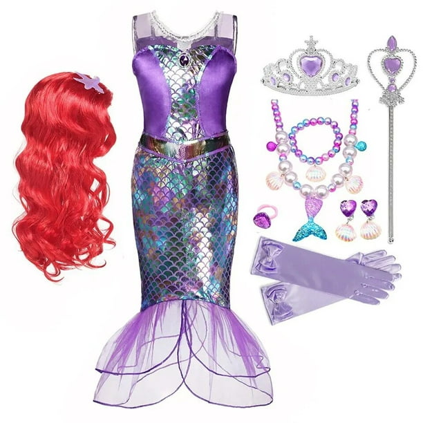  Vestido Ariel de Disney, La Sirenita Sirenita para mujer, traje  de cosplay de Ariel para adultos, vestido de sirena con lentejuelas, talla  L : Ropa, Zapatos y Joyería