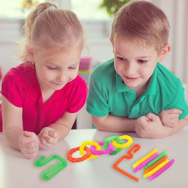 12 Uds tubos elásticos sensoriales coloridos juguetes antiestrés Mini tubo  sensorial Pop tubos juguetes educativos para niños Color aleatorio kaili  Sencillez