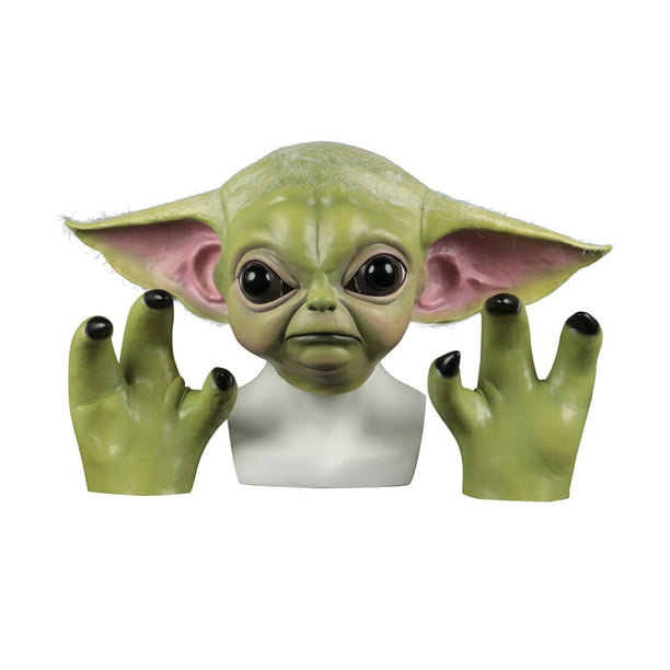 Hermoso disfraz de Baby Yoda, máscara facial de Star Wars, bebé
