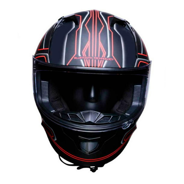 Motometa Detalles Casco para motociclista talla L cerrado con bluetooth  Ventec exoskeleton Negro / Rojo CR1 Vento