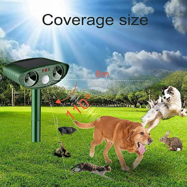 Ahuyentador ultrasónico de gatos, ahuyentador de gatos para exteriores,  ahuyentador de gatos con energía solar y sensor de movimiento impermeable