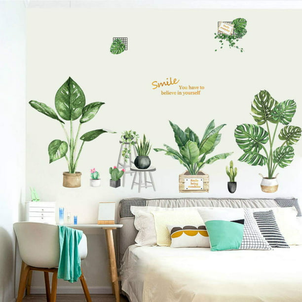 Pegatinas de pared de hojas de tonos tierra bohemios para habitación de  niños, decoración del hogar