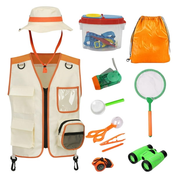 Chaleco de disfraz de explorador para niños al aire libre con bolsillos,  conjunto de chaleco y gorro CUTICAT disfraz