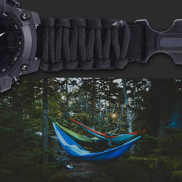 Reloj de pulsera de supervivencia 6 en 1 al aire libre, deportes de  emergencia, impermeable, herramientas de primeros auxilios con paracord,  brújula