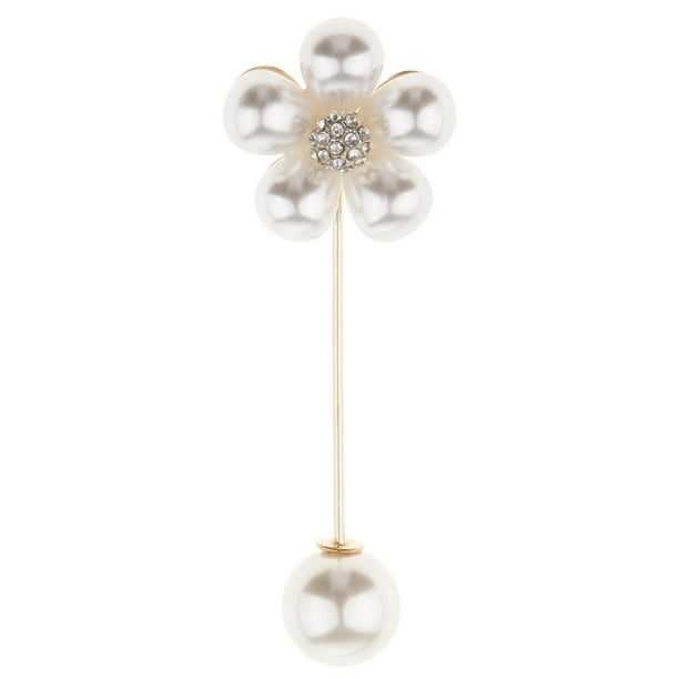 Elegante broche de flor de diamantes de imitación broche de flor broche de  cristal broches para ropa de mujer chal clip perla flor botón Pin, Acero