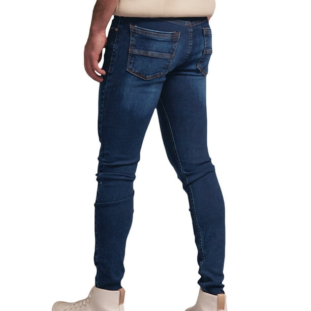 Jeans de mezclilla Stretch MCHK 8009. Tiro Alto, Color azul. Para
