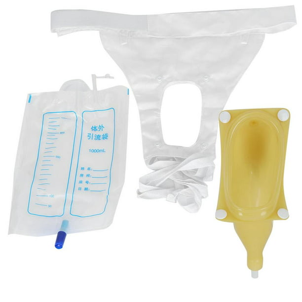 Colector de orina de silicona portátil, dispositivo de micción femenina de  33.8 fl oz, sistema de bolsas de incontinencia de viaje para ancianos