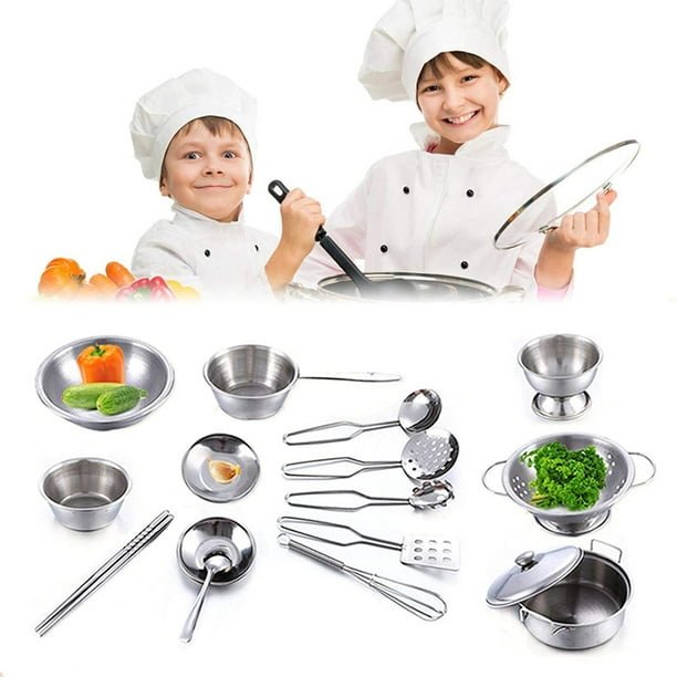  Juego de accesorios de cocina, juego de cocina para niños,  juego de utensilios de cocina con ollas y sartenes de juguete grandes para  niños, platos de cocina, juguetes de cocina para