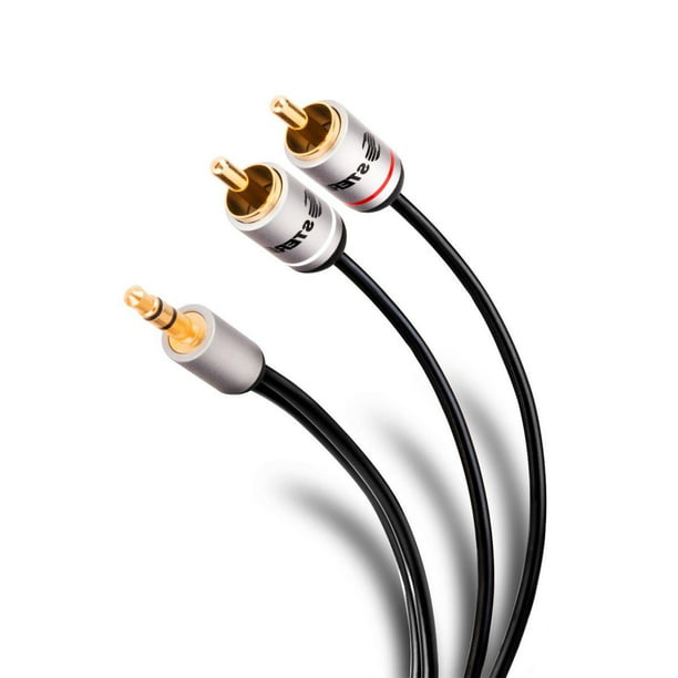 Cable ultra delgado plug 3,5 mm a 2 plug RCA de 90 cm