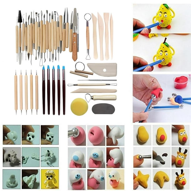 Herramientas de escultura de arcilla de plástico, herramientas de arcilla  de modelado para niños, kit de herramientas de escultura de doble cabeza, 9