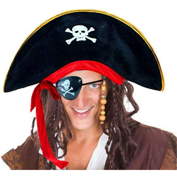  BESTOYARD Sombrero de pirata de Halloween, capitán pirata, gorro  de tela, accesorios divertidos para disfraces C-aribbean