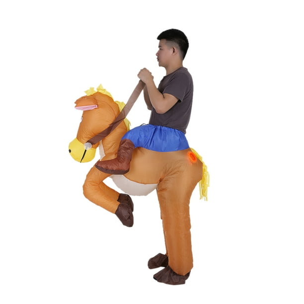 Disfraz inflable divertido de jinete de vaquero a caballo para adultos,  disfraces, fiesta de Carnaval de Halloween