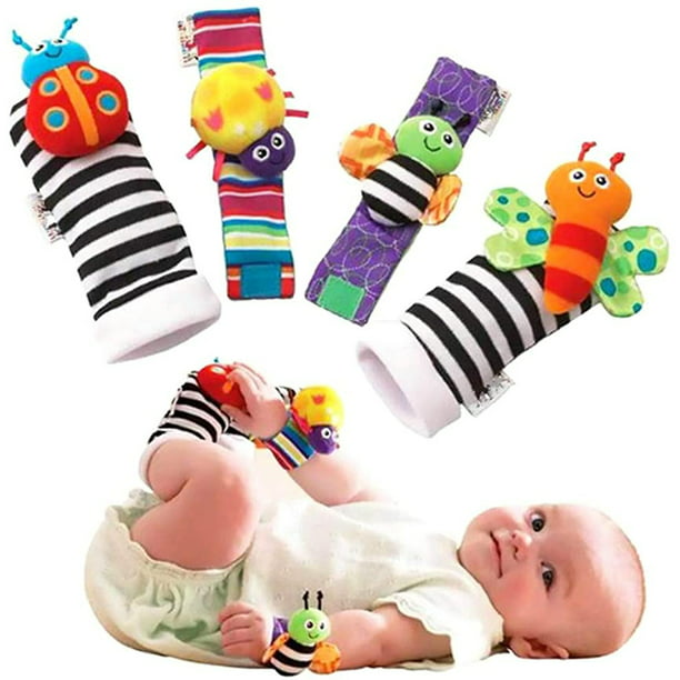 Calcetines de sonajero para bebé sonajeros de tobillo de muñeca de bebé de  animales lindos 4 piezas forma de pulpo ligero suave para bebés ANGGREK  Otros