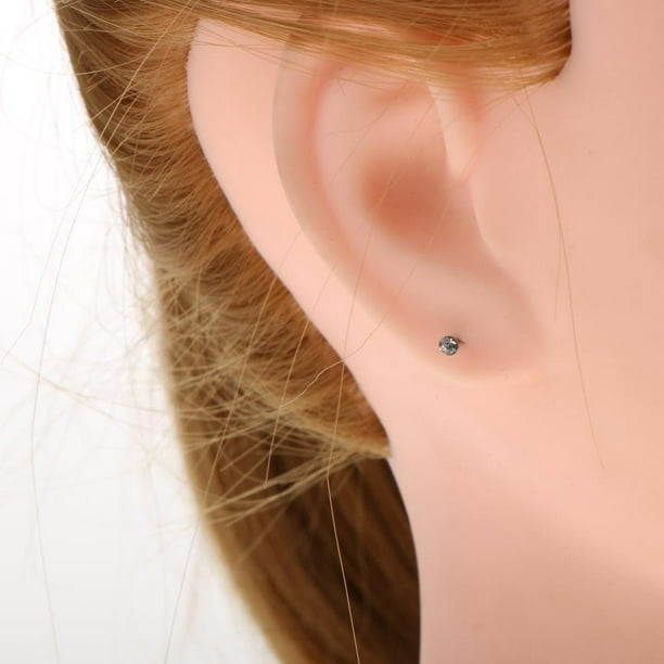 60Pcs PIERCING Pendiente Cristal De La Nariz Oreja Aguja Diamantes De  Imitación