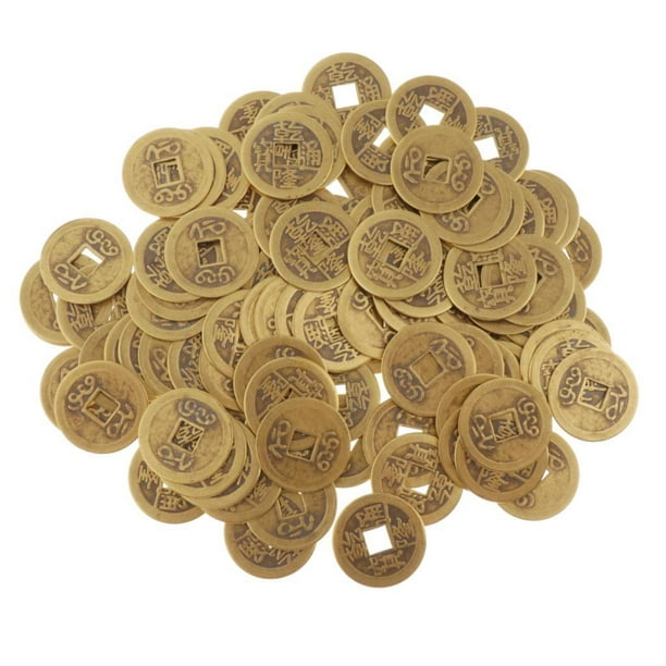 100 piezas de monedas chinas de , monedas Feng Shui I-ching, 5 monedas de  tiempo de dinastía china mezcladas la Cobre Hugo monedas chinas de buena  suerte