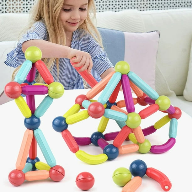 Juego de varillas de bolas magnéticas 3D Montessori multipropósito suave  para regalos de vacaciones para niños Ndcxsfigh libre de BPA