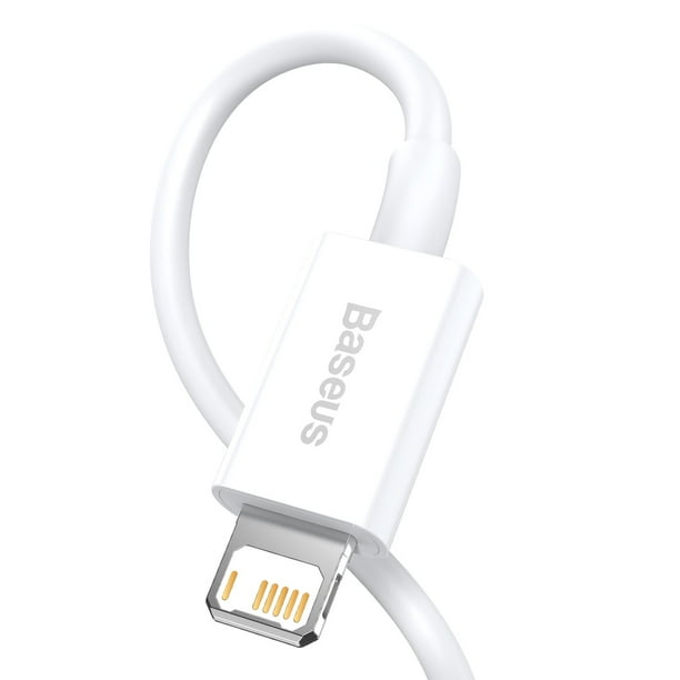 Cable carga rápida USB a lightning 2.4A Baseus 1m Blanco